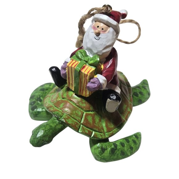 Santa Riding Sea Turtle Christmas Tree Ornament Holiday Collectible - Picture 1 of 14